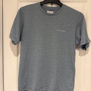Mens Columbia Blue Heather Tee Shirt T-Shirt Small S Athletic